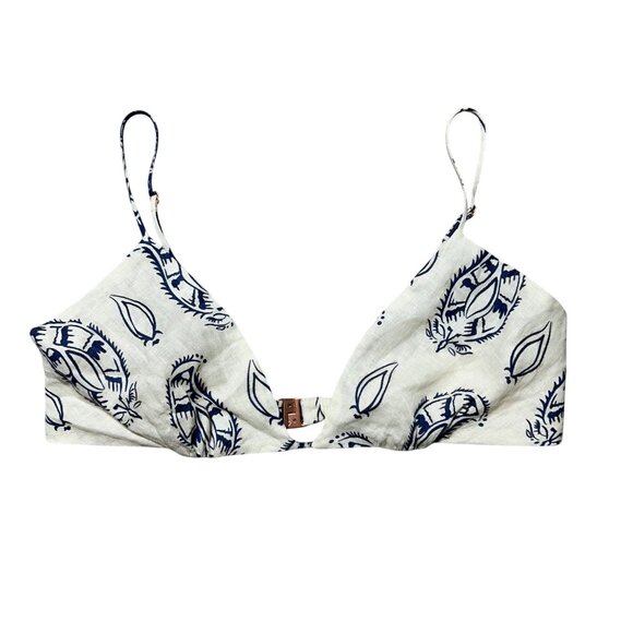 Johanna Ortiz Womens Sz 12 White Afternoon in Fez Linen Crop Bralette Top Cream - Picture 12 of 12